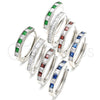 Argolla Huggie 02.210.0106.8.25 Rodio Laminado, con Zirconia Cubica Zafiro Azul y Blanca, Pulido, Rodinado