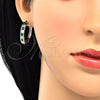 Argolla Huggie 02.210.0106.9.25 Rodio Laminado, con Verde and Blanca Zirconia Cubica, Pulido, Rodinado