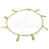 Tobillera de Dije 03.63.1853.10 Oro Laminado, Pulido, Tono Dorado (03 MM Thickness, 10 Inches Length)