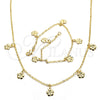 Collar y Pulsera 06.63.0210 Oro Laminado, Diseño de Flor, Pulido, Tono Dorado