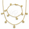 Collar y Pulsera 06.63.0210 Oro Laminado, Diseño de Flor, Pulido, Tono Dorado
