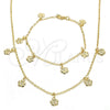 Collar y Pulsera 06.63.0210 Oro Laminado, Diseño de Flor, Pulido, Tono Dorado