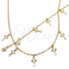 Collar y Pulsera 06.63.0211 Oro Laminado, Diseño de Cruz, Pulido, Tono Dorado