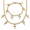 Collar y Pulsera 06.63.0211 Oro Laminado, Diseño de Cruz, Pulido, Tono Dorado