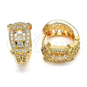 Argolla Huggie 02.264.0021.15 Oro Laminado, con Blanca Zirconia Cubica, Pulido, Tono Dorado