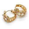 Argolla Huggie 02.264.0023.15 Oro Laminado, Diseño de Gota, con Blanca Zirconia Cubica, Pulido, Tono Dorado