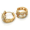 Argolla Huggie 02.264.0023.15 Oro Laminado, Diseño de Gota, con Blanca Zirconia Cubica, Pulido, Tono Dorado