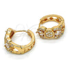 Argolla Huggie 02.264.0024.20 Oro Laminado, con Blanca Zirconia Cubica, Pulido, Tono Dorado