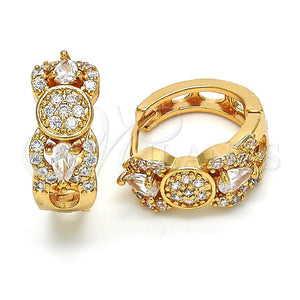 Argolla Huggie 02.264.0024.20 Oro Laminado, con Blanca Zirconia Cubica, Pulido, Tono Dorado