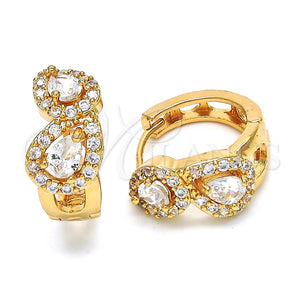 Argolla Huggie 02.264.0025.20 Oro Laminado, con Blanca Zirconia Cubica, Pulido, Tono Dorado