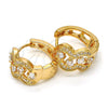 Argolla Huggie 02.264.0028.20 Oro Laminado, con Blanca Zirconia Cubica, Pulido, Tono Dorado