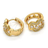 Argolla Huggie 02.264.0028.20 Oro Laminado, con Blanca Zirconia Cubica, Pulido, Tono Dorado