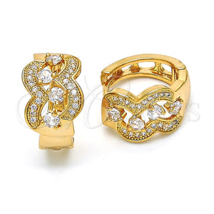 Argolla Huggie 02.264.0028.20 Oro Laminado, con Blanca Zirconia Cubica, Pulido, Tono Dorado