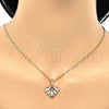 Juego de Arete y Dije de Adulto 10.264.0003 Oro Laminado, Diseño de Corazón y Gota, con Blanca Zirconia Cubica, Pulido, Tono Dorado