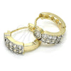 Argolla Huggie 02.210.0107.15 Oro Laminado, con Blanca Zirconia Cubica, Pulido, Dos Tonos