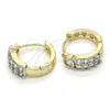 Argolla Huggie 02.210.0107.15 Oro Laminado, con Blanca Zirconia Cubica, Pulido, Dos Tonos