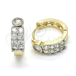 Argolla Huggie 02.210.0107.15 Oro Laminado, con Blanca Zirconia Cubica, Pulido, Dos Tonos
