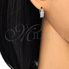 Argolla Huggie 02.210.0107.1.15 Rodio Laminado, con Zirconia Cubica Blanca, Pulido, Rodinado