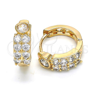 Argolla Huggie 02.210.0107.2.15 Oro Laminado, con Blanca Zirconia Cubica, Pulido, Tono Dorado