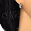 Argolla Huggie 02.210.0036.2.15 Oro Laminado, Diseño de Baguette, con Blanca Zirconia Cubica, Pulido, Dos Tonos