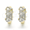 Argolla Huggie 02.210.0036.2.15 Oro Laminado, Diseño de Baguette, con Blanca Zirconia Cubica, Pulido, Dos Tonos