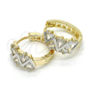 Argolla Huggie 02.210.0036.2.15 Oro Laminado, Diseño de Baguette, con Blanca Zirconia Cubica, Pulido, Dos Tonos