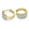 Argolla Huggie 02.210.0036.2.15 Oro Laminado, Diseño de Baguette, con Blanca Zirconia Cubica, Pulido, Dos Tonos