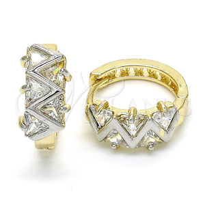 Argolla Huggie 02.210.0036.2.15 Oro Laminado, Diseño de Baguette, con Blanca Zirconia Cubica, Pulido, Dos Tonos