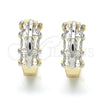 Argolla Huggie 02.210.0109.15 Oro Laminado, Diseño de Baguette, con Blanca Zirconia Cubica, Pulido, Dos Tonos