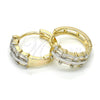 Argolla Huggie 02.210.0109.15 Oro Laminado, Diseño de Baguette, con Blanca Zirconia Cubica, Pulido, Dos Tonos