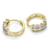 Argolla Huggie 02.210.0109.15 Oro Laminado, Diseño de Baguette, con Blanca Zirconia Cubica, Pulido, Dos Tonos