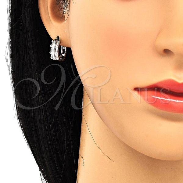 Argolla Huggie 02.210.0109.1.15 Rodio Laminado, con Zirconia Cubica Blanca, Pulido, Rodinado