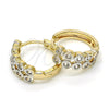 Argolla Huggie 02.210.0110.15 Oro Laminado, con Blanca Zirconia Cubica, Pulido, Dos Tonos