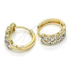 Argolla Huggie 02.210.0110.15 Oro Laminado, con Blanca Zirconia Cubica, Pulido, Dos Tonos