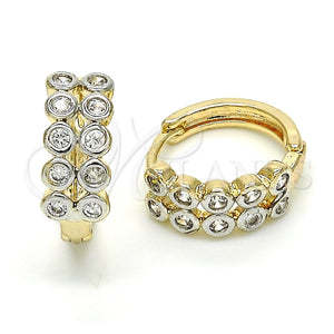 Argolla Huggie 02.210.0110.15 Oro Laminado, con Blanca Zirconia Cubica, Pulido, Dos Tonos