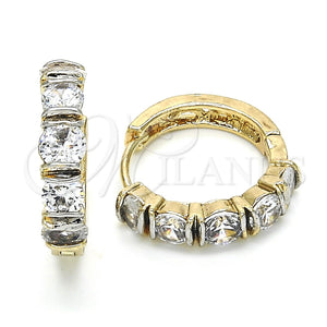 Argolla Huggie 02.210.0054.4.20 Oro Laminado, con Blanca Zirconia Cubica, Pulido, Dos Tonos
