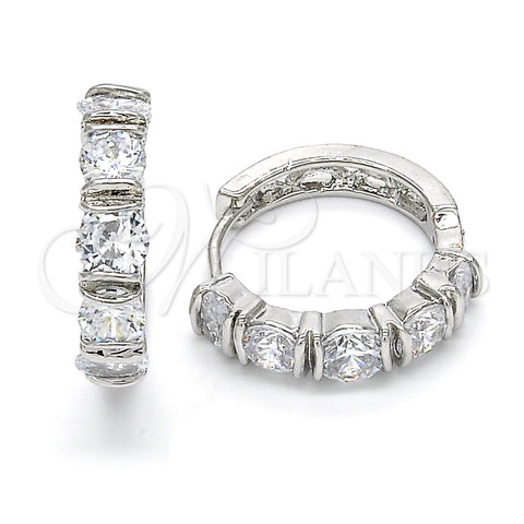 Argolla Huggie 02.210.0054.5.20 Rodio Laminado, con Zirconia Cubica Blanca, Pulido, Rodinado