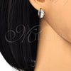 Argolla Huggie 02.210.0070.3.15 Oro Laminado, Diseño de Baguette, con Blanca Zirconia Cubica, Pulido, Dos Tonos