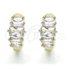 Argolla Huggie 02.210.0070.3.15 Oro Laminado, Diseño de Baguette, con Blanca Zirconia Cubica, Pulido, Dos Tonos