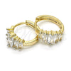 Argolla Huggie 02.210.0070.3.15 Oro Laminado, Diseño de Baguette, con Blanca Zirconia Cubica, Pulido, Dos Tonos