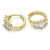 Argolla Huggie 02.210.0070.3.15 Oro Laminado, Diseño de Baguette, con Blanca Zirconia Cubica, Pulido, Dos Tonos