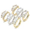 Argolla Huggie 02.210.0070.3.15 Oro Laminado, Diseño de Baguette, con Blanca Zirconia Cubica, Pulido, Dos Tonos