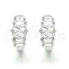 Argolla Huggie 02.210.0070.4.15 Rodio Laminado, Diseño de Baguette, con Zirconia Cubica Blanca, Pulido, Rodinado