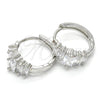 Argolla Huggie 02.210.0070.4.15 Rodio Laminado, Diseño de Baguette, con Zirconia Cubica Blanca, Pulido, Rodinado