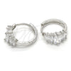 Argolla Huggie 02.210.0070.4.15 Rodio Laminado, Diseño de Baguette, con Zirconia Cubica Blanca, Pulido, Rodinado
