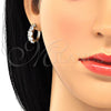 Argolla Huggie 02.210.0030.9.15 Oro Laminado, con Blanca Zirconia Cubica, Pulido, Dos Tonos