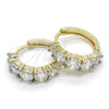 Argolla Huggie 02.210.0030.9.15 Oro Laminado, con Blanca Zirconia Cubica, Pulido, Dos Tonos