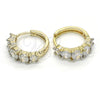 Argolla Huggie 02.210.0030.9.15 Oro Laminado, con Blanca Zirconia Cubica, Pulido, Dos Tonos