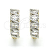 Argolla Huggie 02.210.0025.2.15 Oro Laminado, con Blanca Zirconia Cubica, Pulido, Dos Tonos