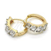 Argolla Huggie 02.210.0025.2.15 Oro Laminado, con Blanca Zirconia Cubica, Pulido, Dos Tonos